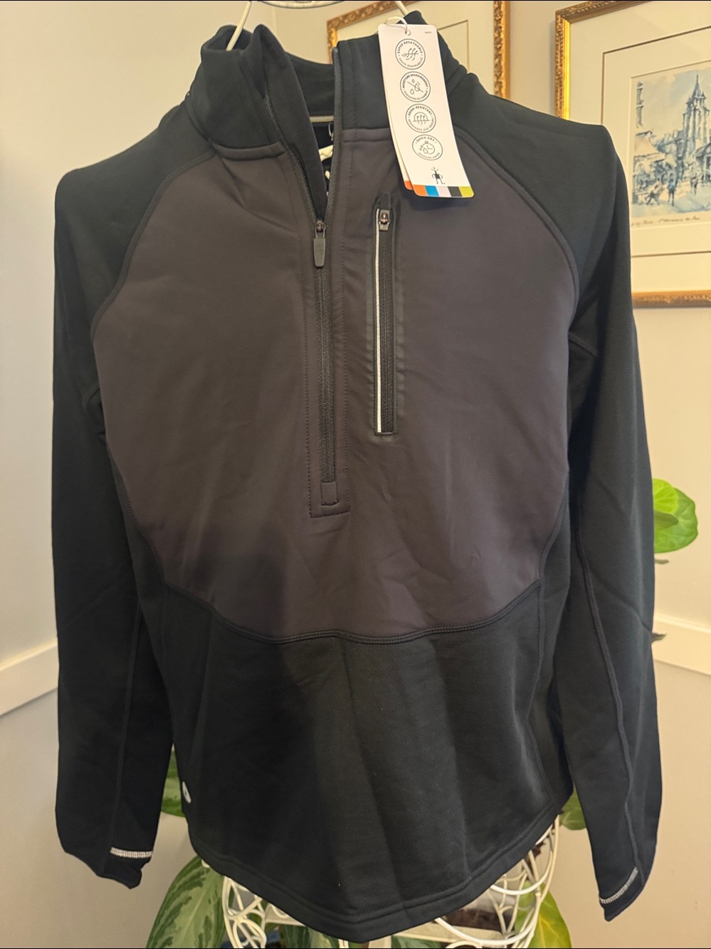 Smartwool Active Fleece Black Quarter-Zip Performance Sweater/Jacket NWT!